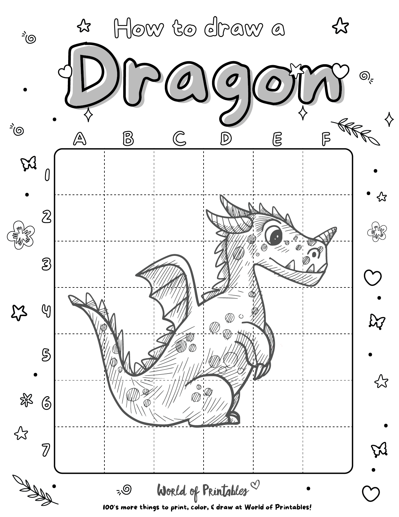 How To Draw A Dragon Easy Step By Step Printable Activity 