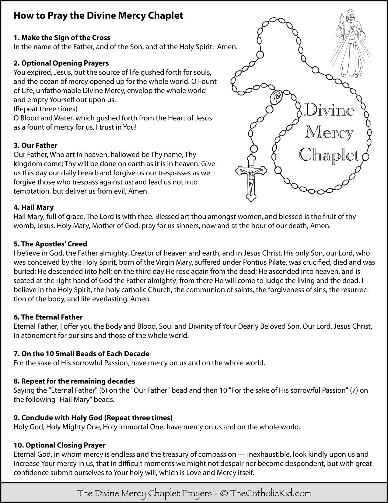How To Pray The Divine Mercy Chaplet Kids Coloring Page 