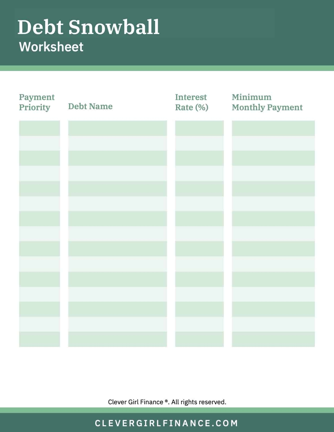 Free Debt Snowball Printable