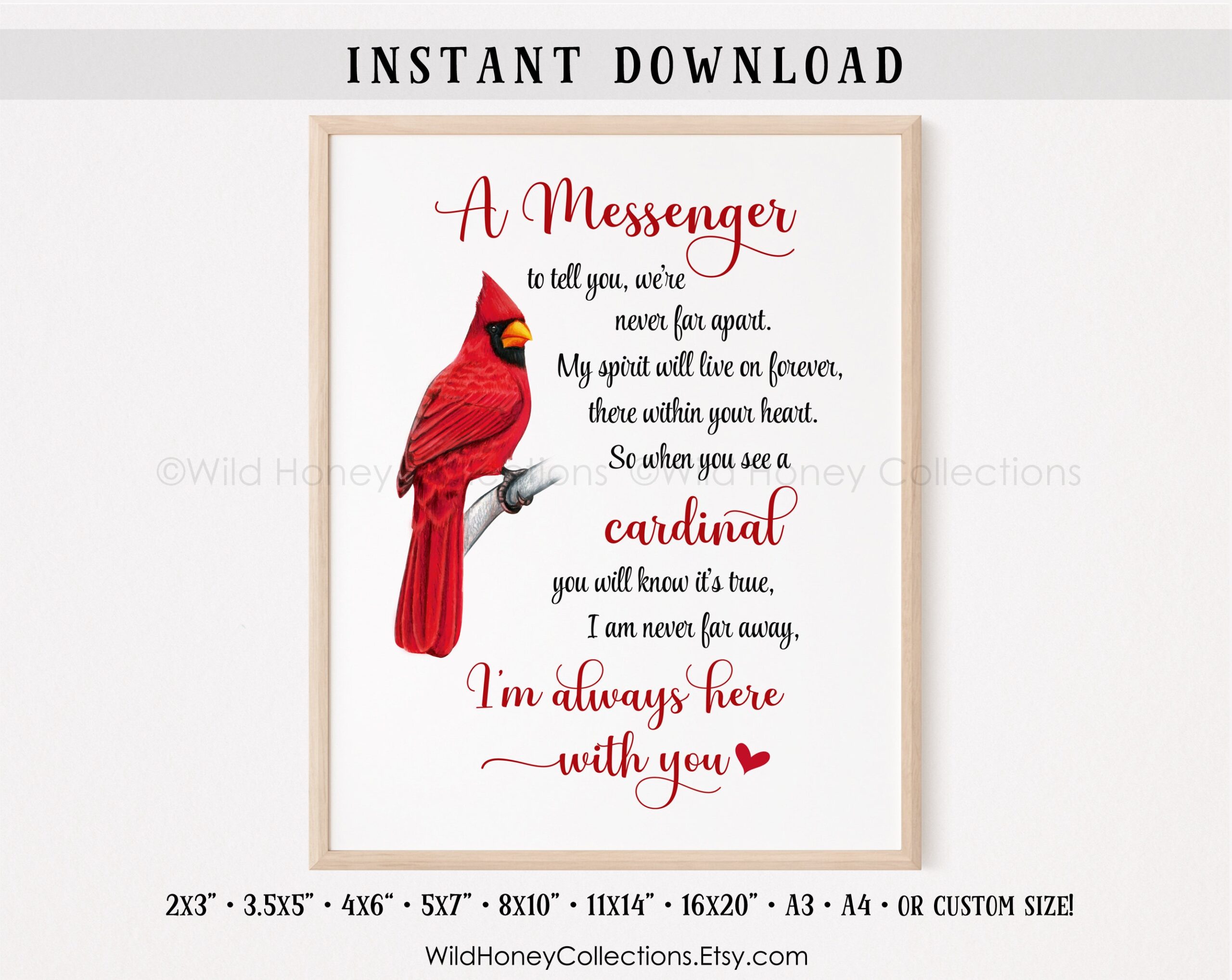 I Am Always With You Cardinal Sign Printable Decor Cardinal Messenger Sign INSTANT DOWNLOAD Etsy Sweden