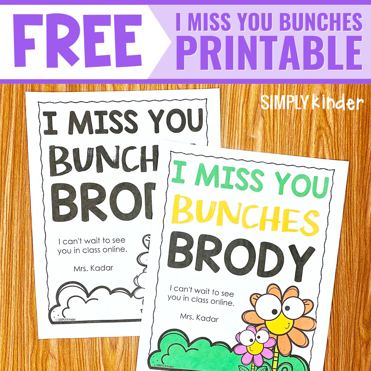 I Miss You Bunches Free Printable Simply Kinder
