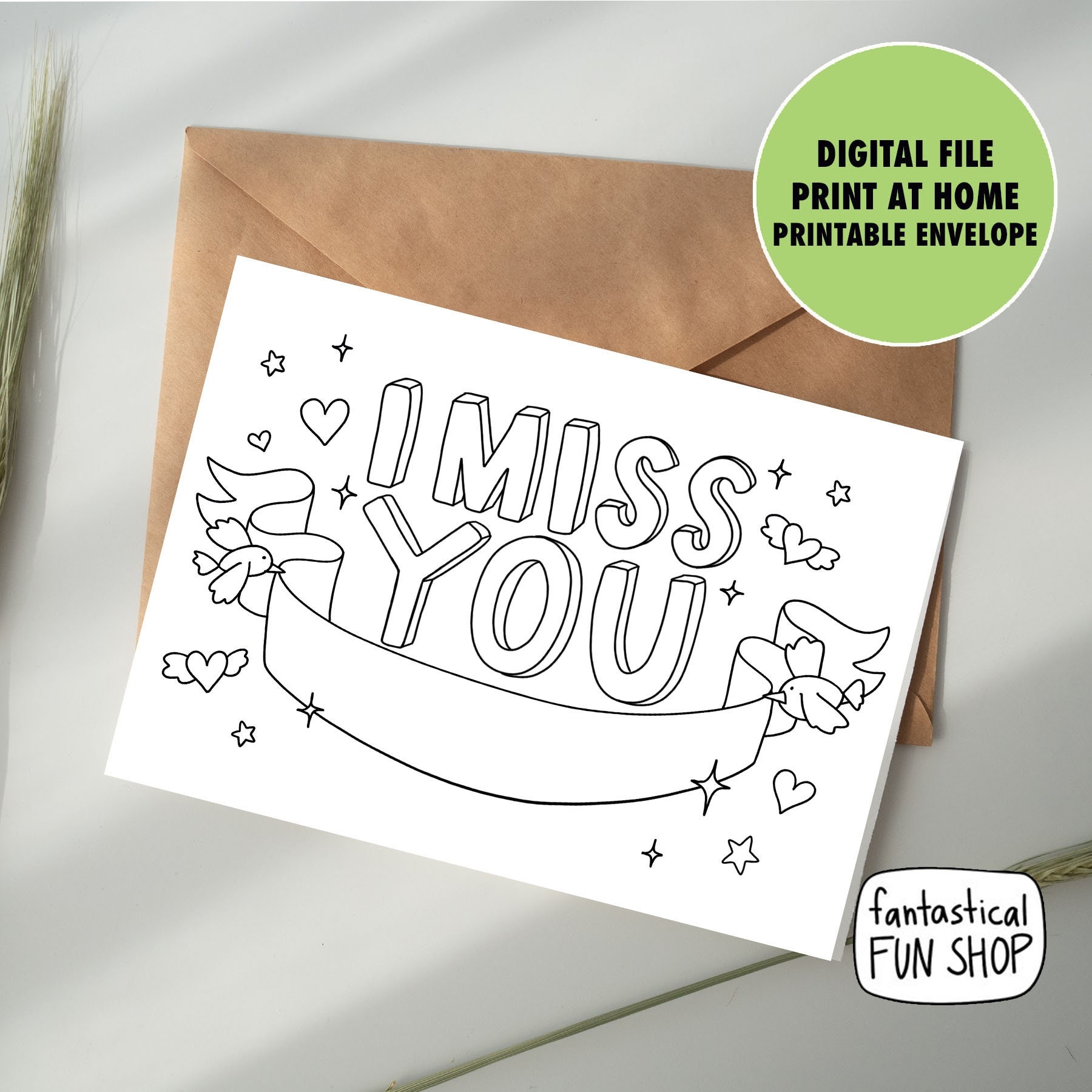 I Miss You Card PRINTABLE Kids Card To Color Kid Activity Kids 