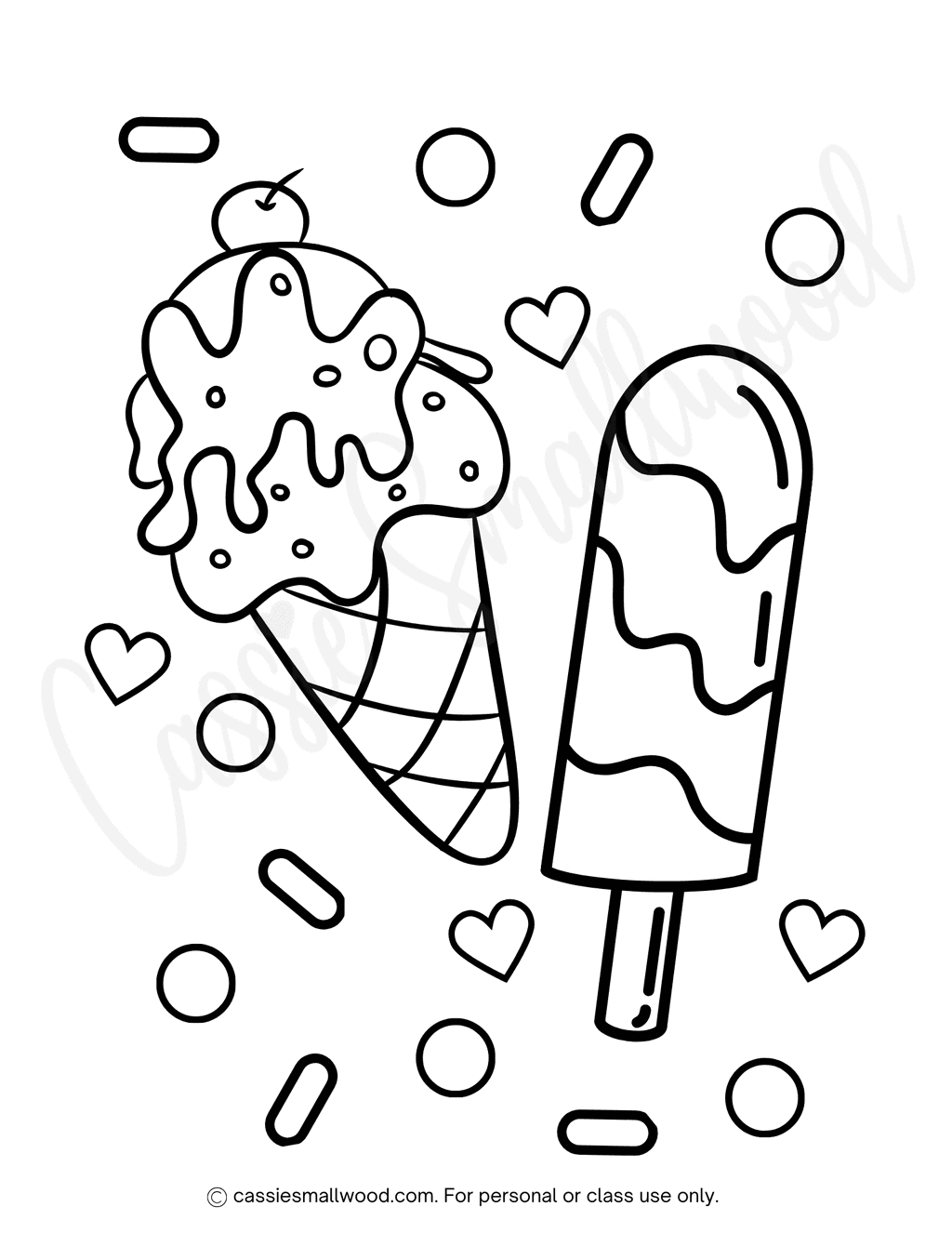 Ice Cream And Popsicle Coloring Page Cassie Smallwood
