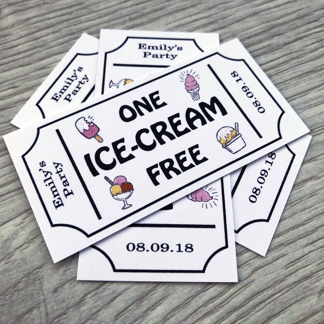 Ice Cream Tokens Personalised Wedding Tickets Qty 50 White Coupons Party Voucher Cards Vintage Custom Sweet 16 Parlour Food Truck Voucher Etsy