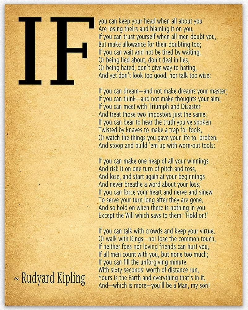 IF Poem Art Print IF Poem By Rudyard Kipling Art Print IF Poster If Poem Poster If Poem Print If Poem Wall Art If You Can If By Kipling Poem 16 X 20 