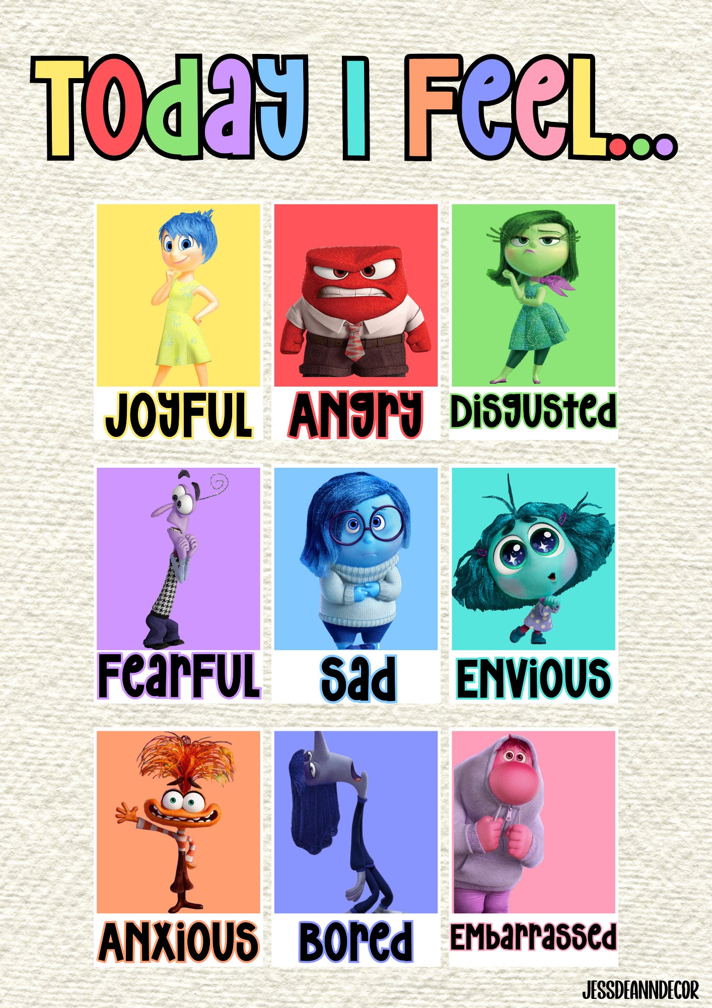 Inside Out Emotion Poster Printable Etsy