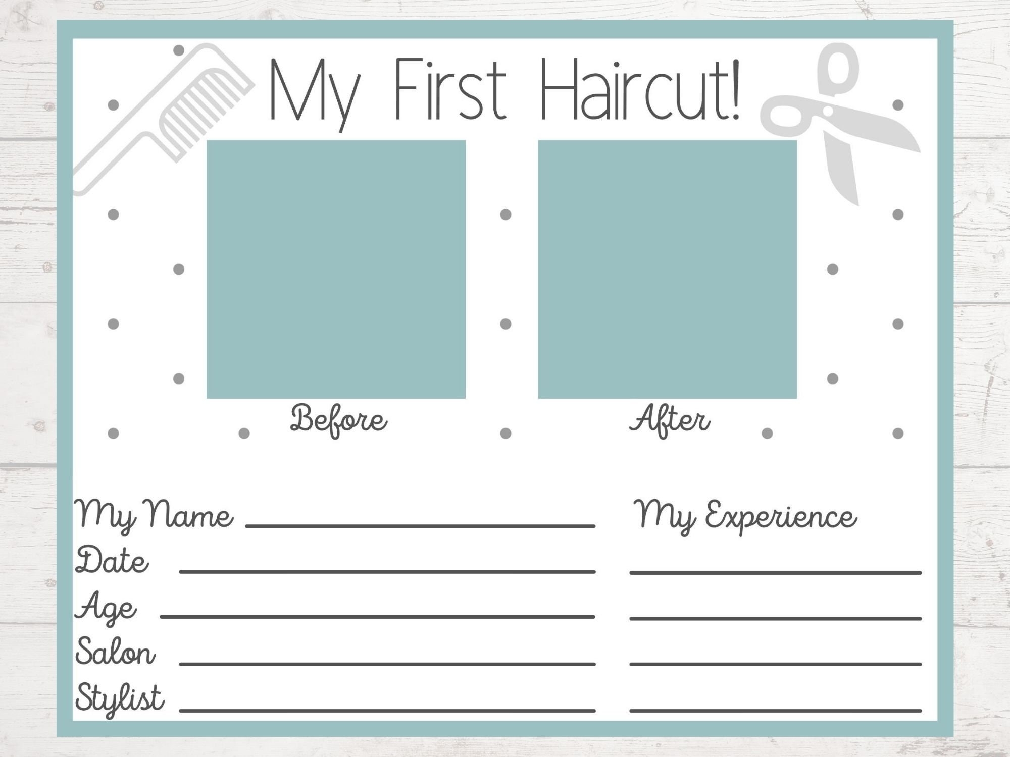 Instant Printable My First Haircut Certificate For Child Or 