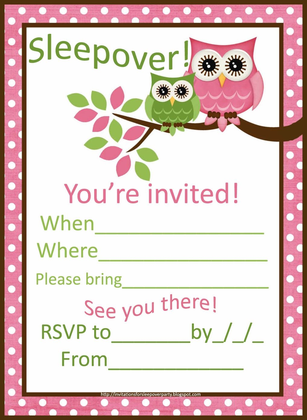 INVITATIONS FOR SLEEPOVER PARTY Printable Birthday Invitations Worksheets Library