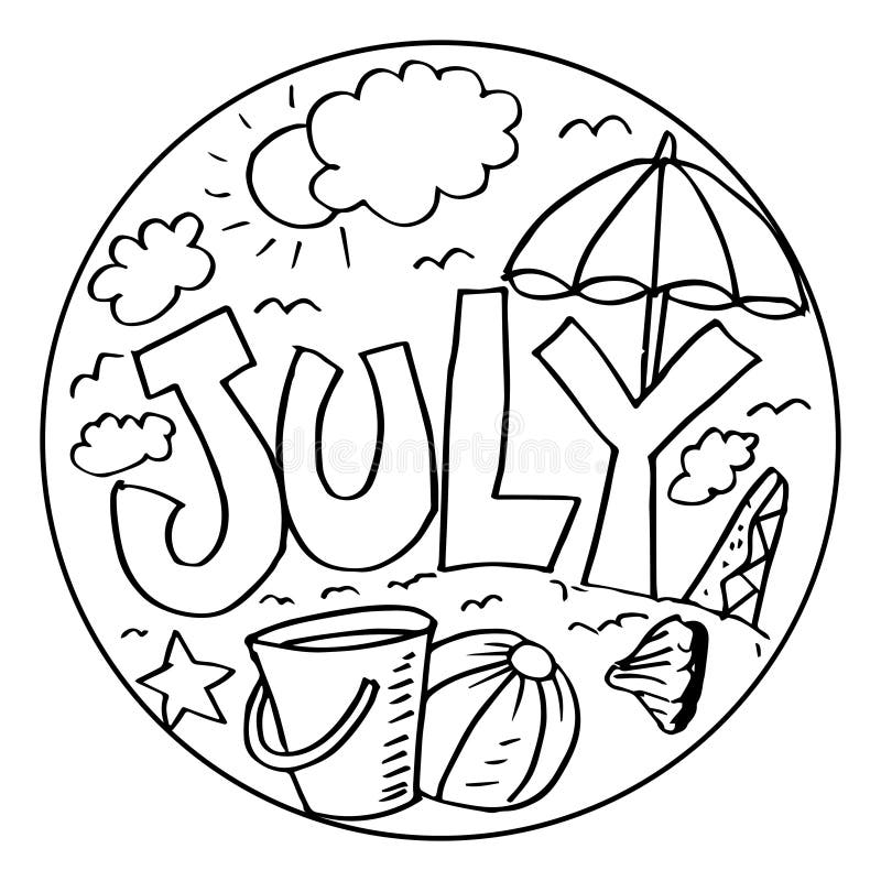 July Coloring Pages For Kids Stock Illustration Illustration Of Board Drawn 122423665