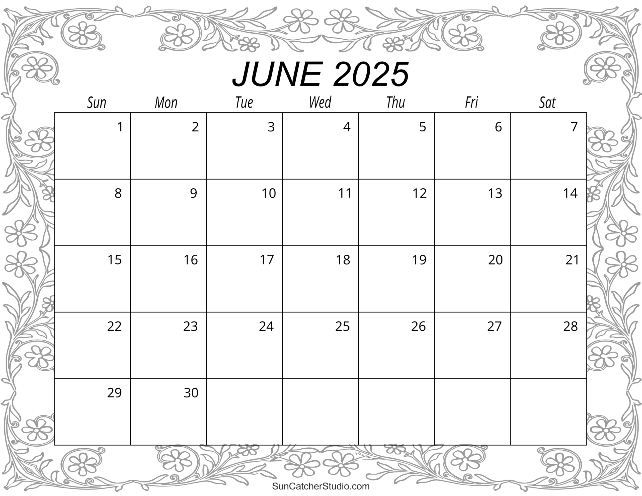 Free Printable June 2025 Calendar