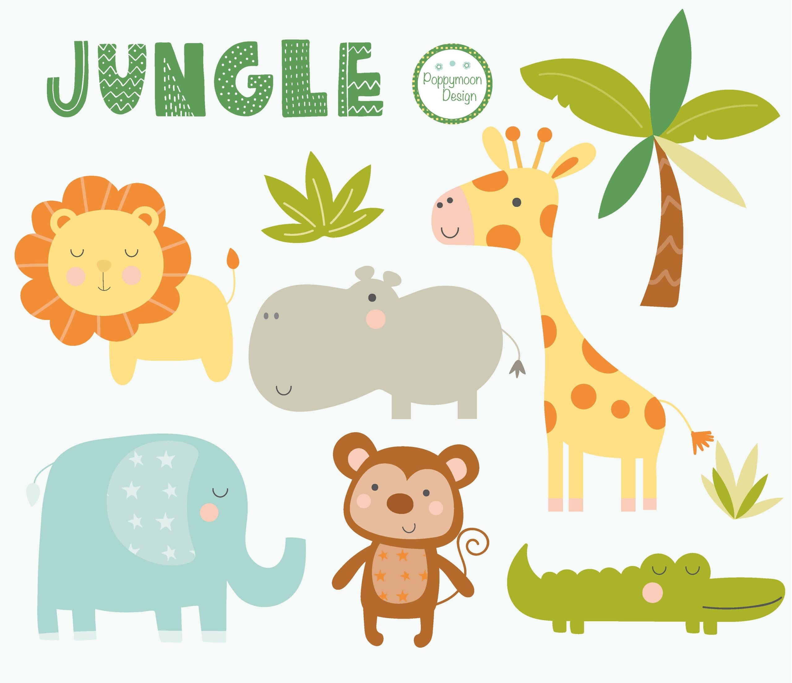 Jungle Animals Printable Digital Clipart Set Etsy
