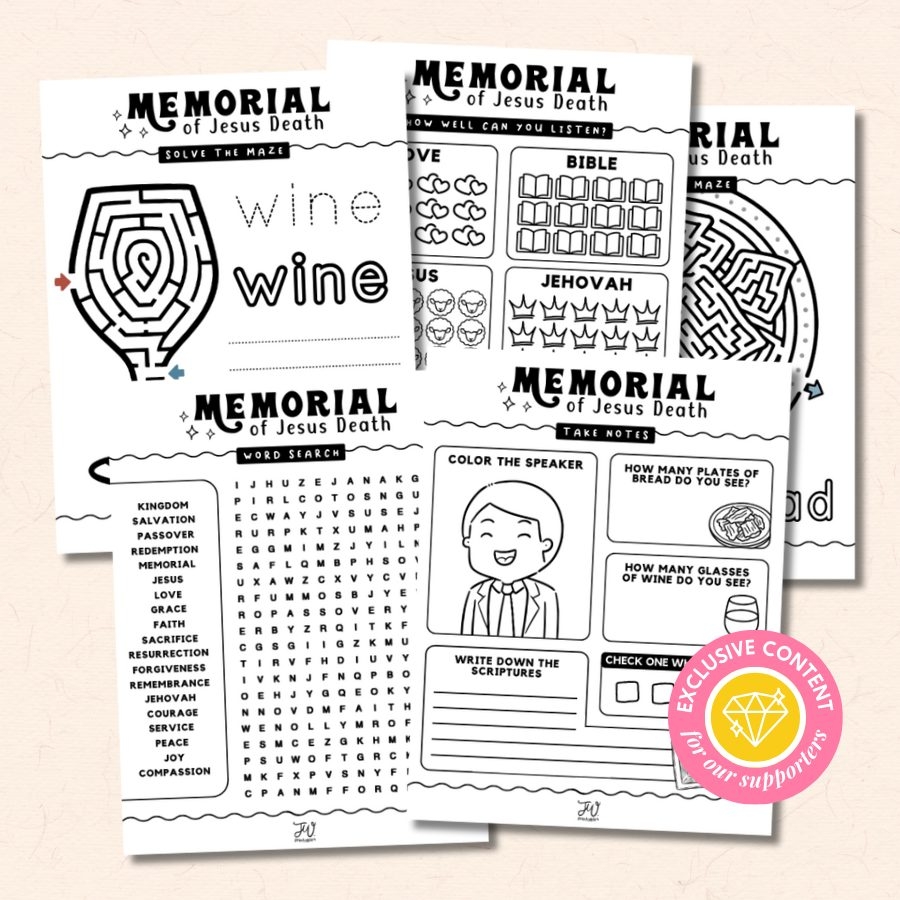 JW Kids Printable Memorial Worksheets Activity Pack JW Printables