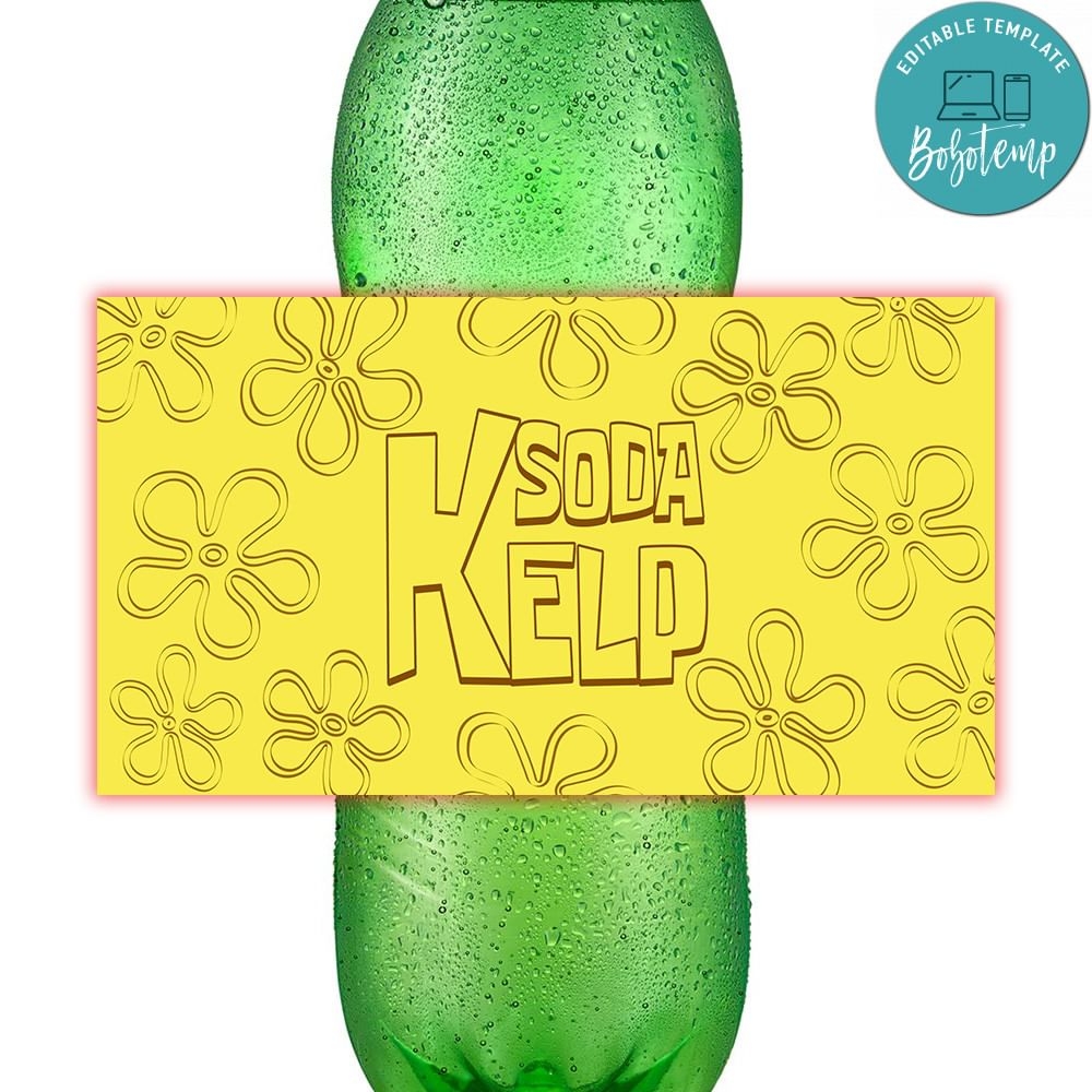 Kelp Soda Label Customizable Template DIY Bobotemp