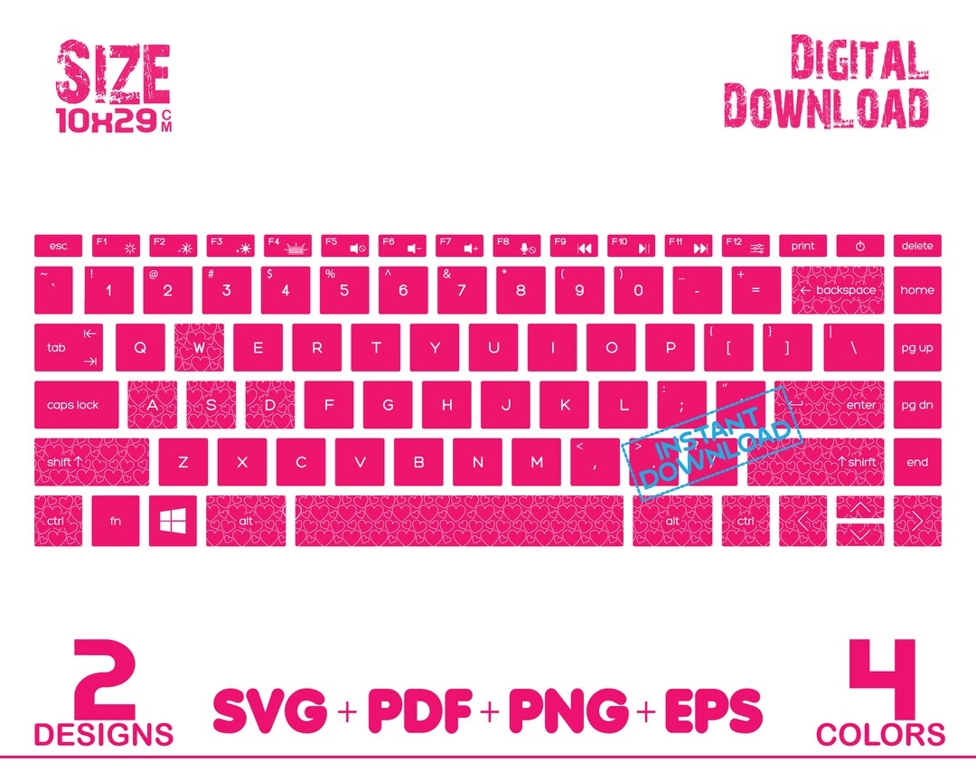 Keyboard Printable Stickers Window Laptop Decal Clipart Pack Of 4 Instant Digital Download Etsy