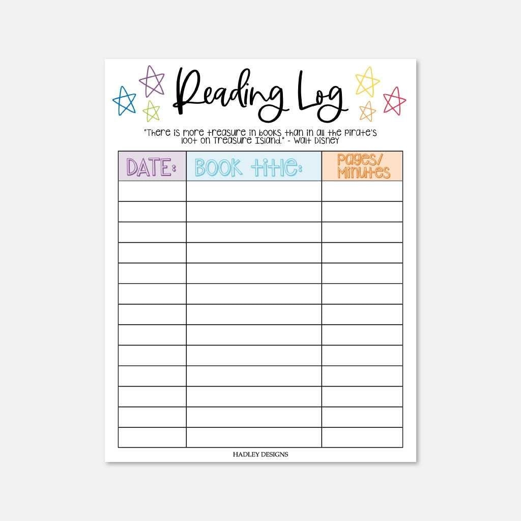 Free Printable Reading Log For Kids