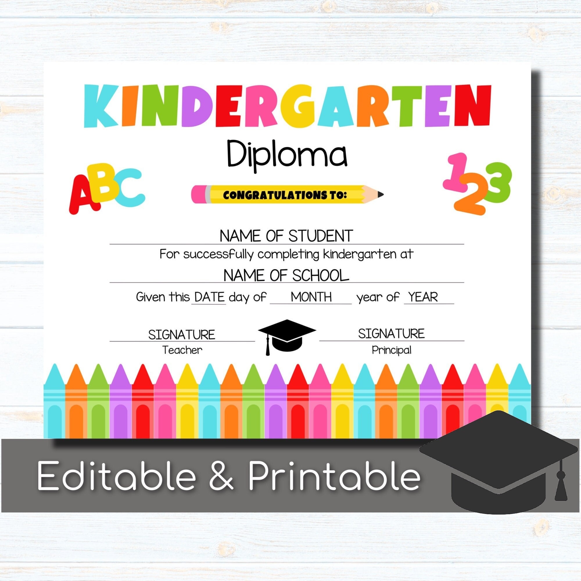 Kindergarten Graduation Printable Kindergarten Graduation 