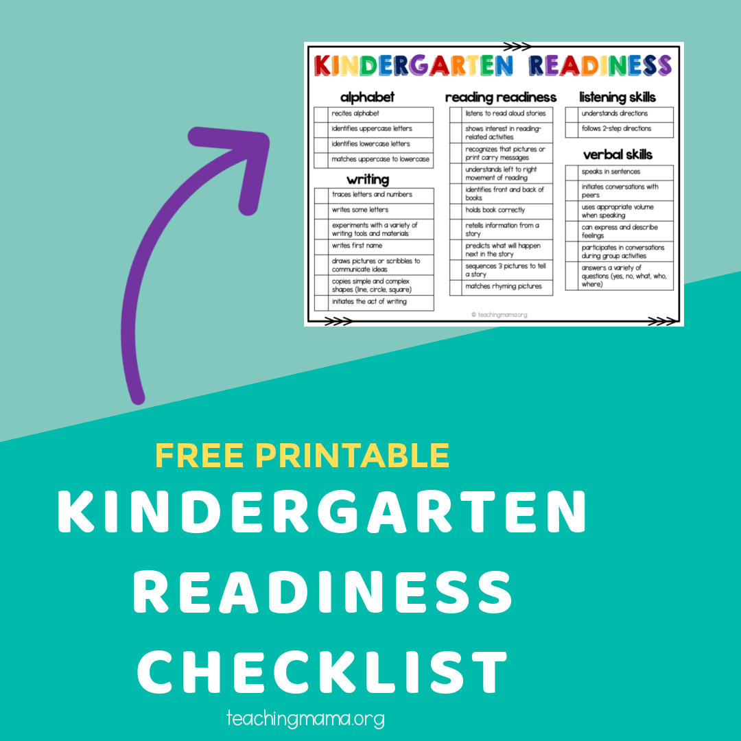 Free Printable Kindergarten Readiness Checklist
