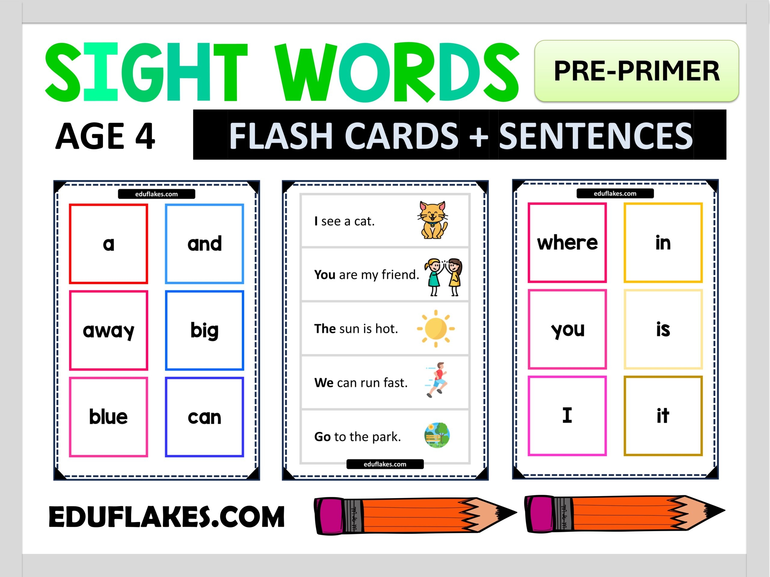 Kindergarten Sight Words Age 4 Eduflakes