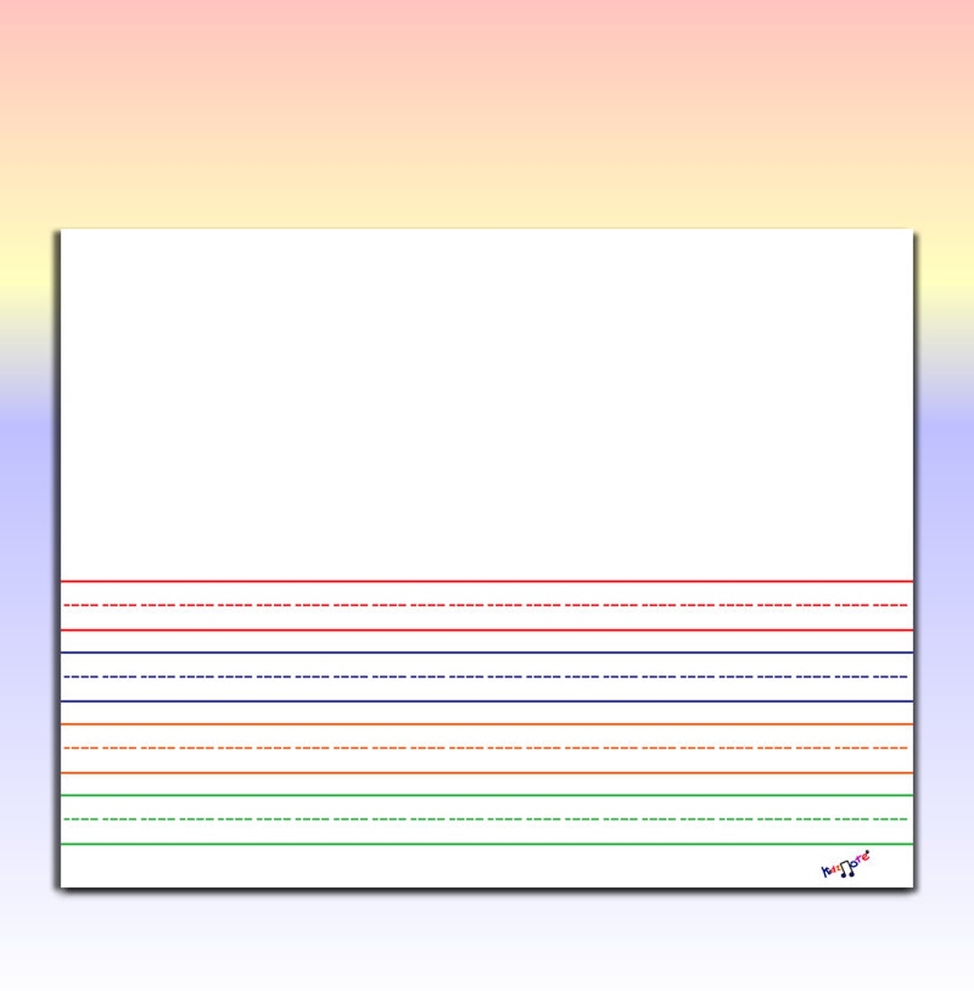 Kindergarten Writing Paper Landscape Mult Color Printable Lined 