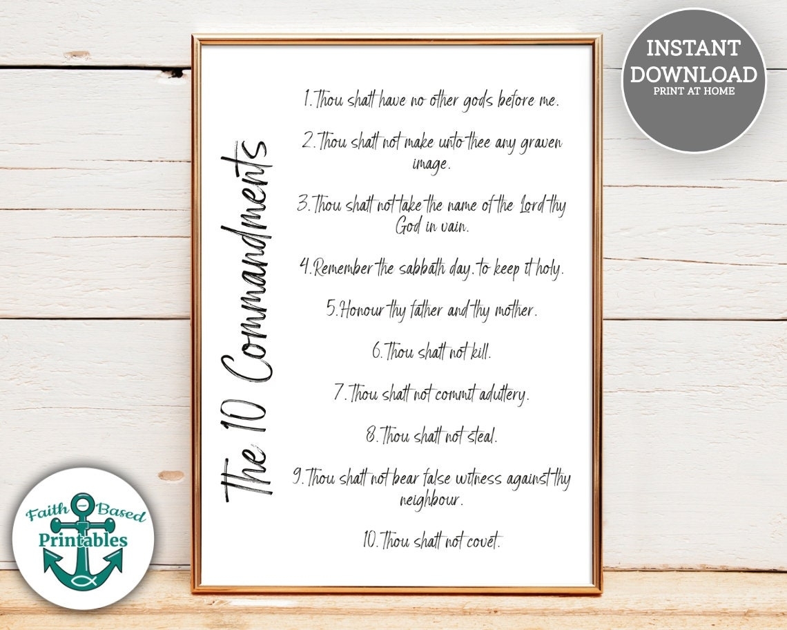 KJV Ten Commandments Printable 10 Commandments Sign Ten 