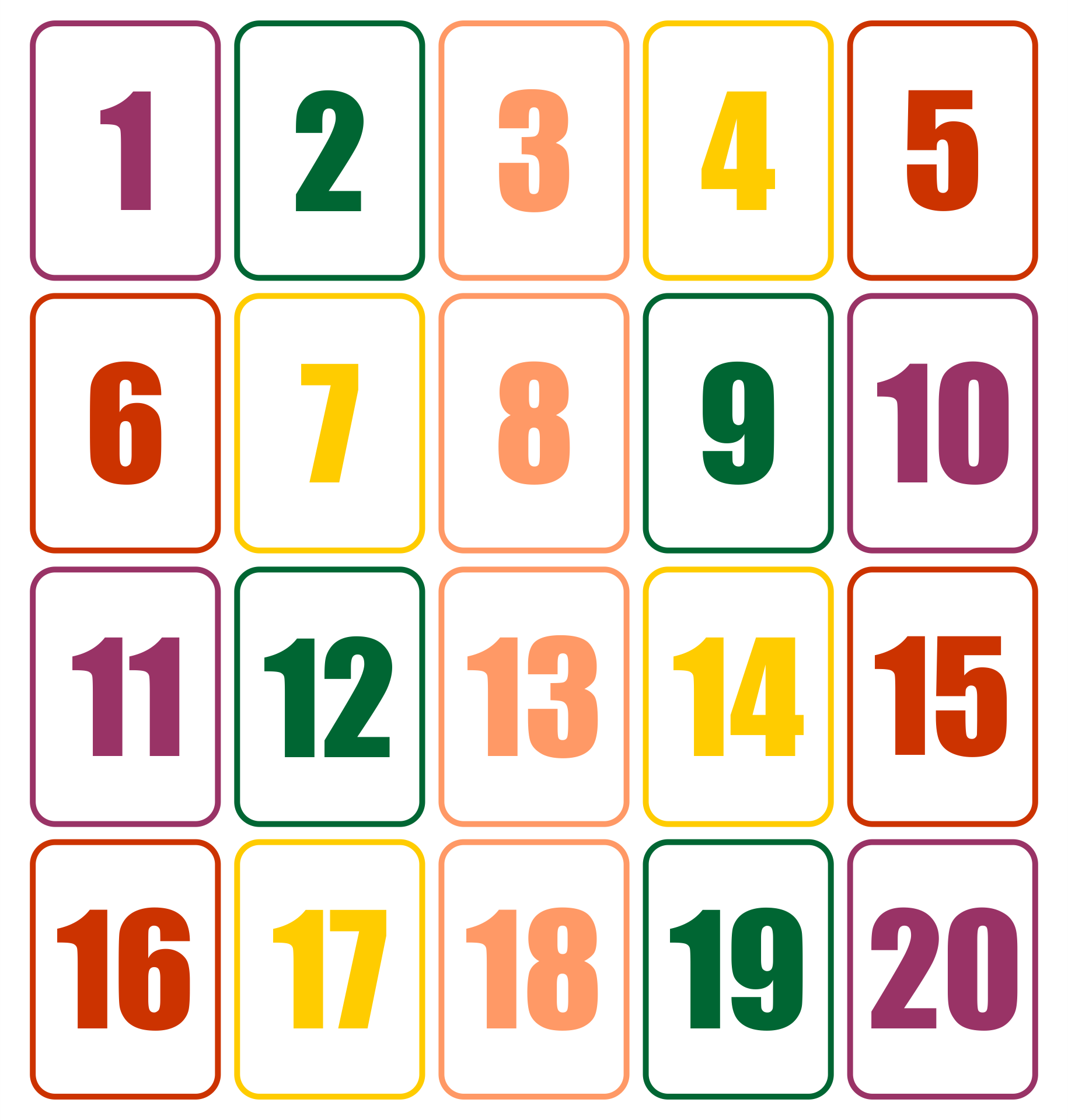 Large Number Cards 1 20 10 Free PDF Printables Printablee Worksheets Library