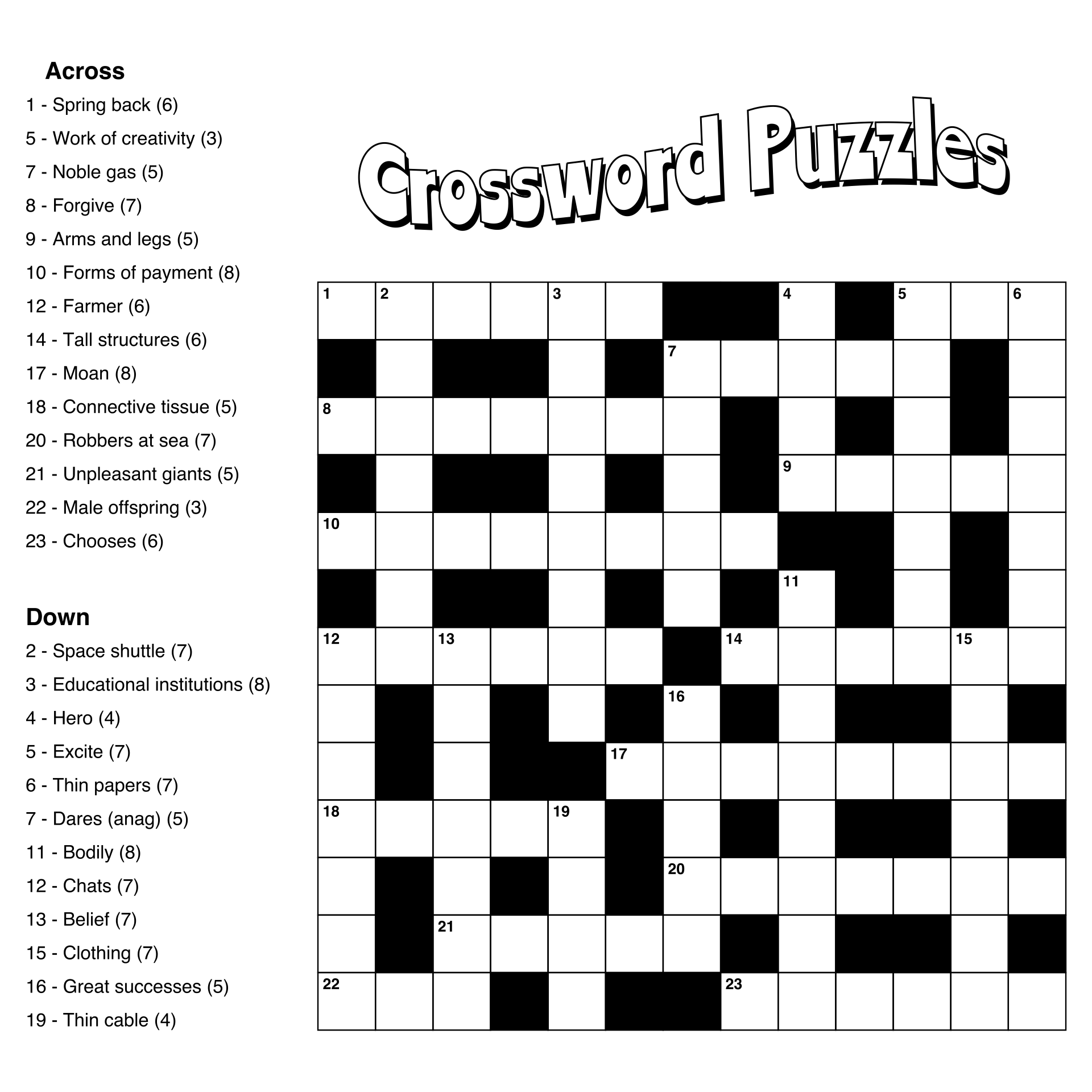 Large Print Easy Crossword Puzzles 10 Free PDF Printables 