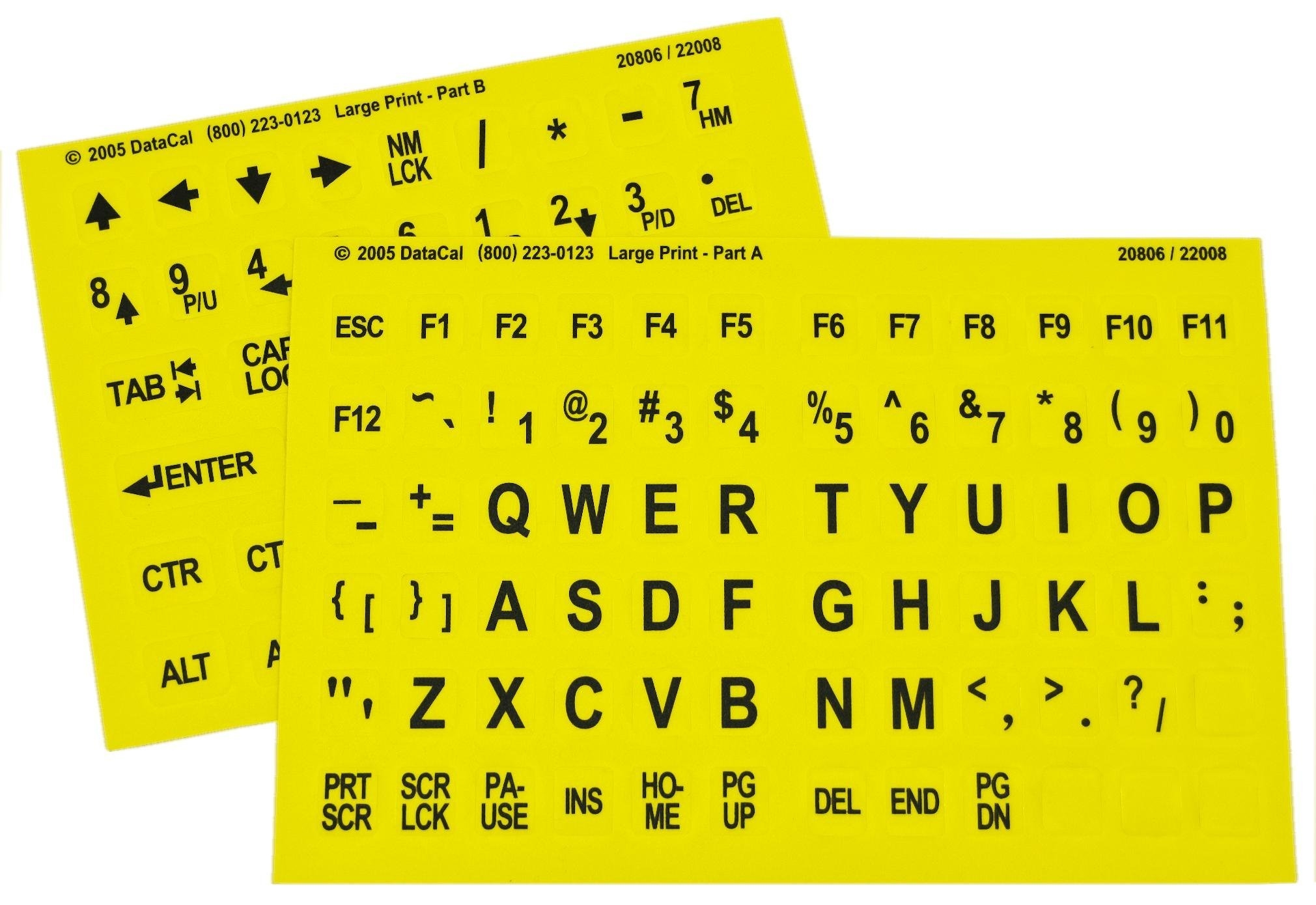 Large Print Key Top Stickers Black On Yellow Background Non Transparent Oversized Characters Keyboard Stickers For The Visual