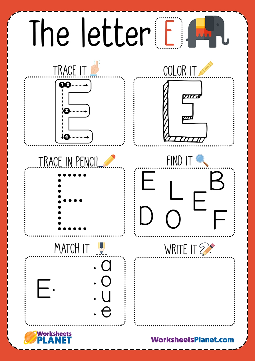 Letter E Worksheets Pdf Free Printables