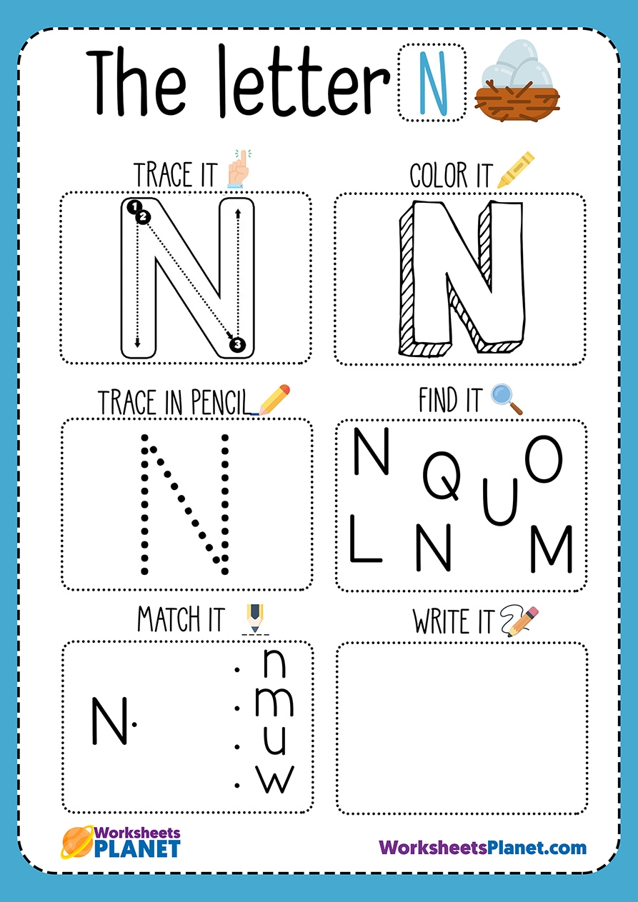 Letter N Free Printable Worksheets