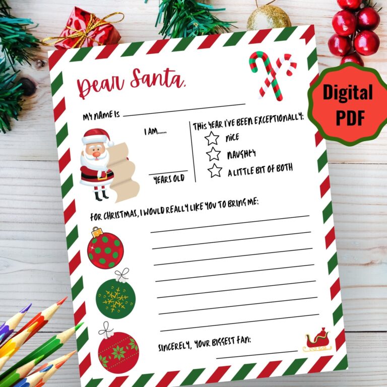 Letter To Santa Bonus Coloring Pages Dear Santa Printable 