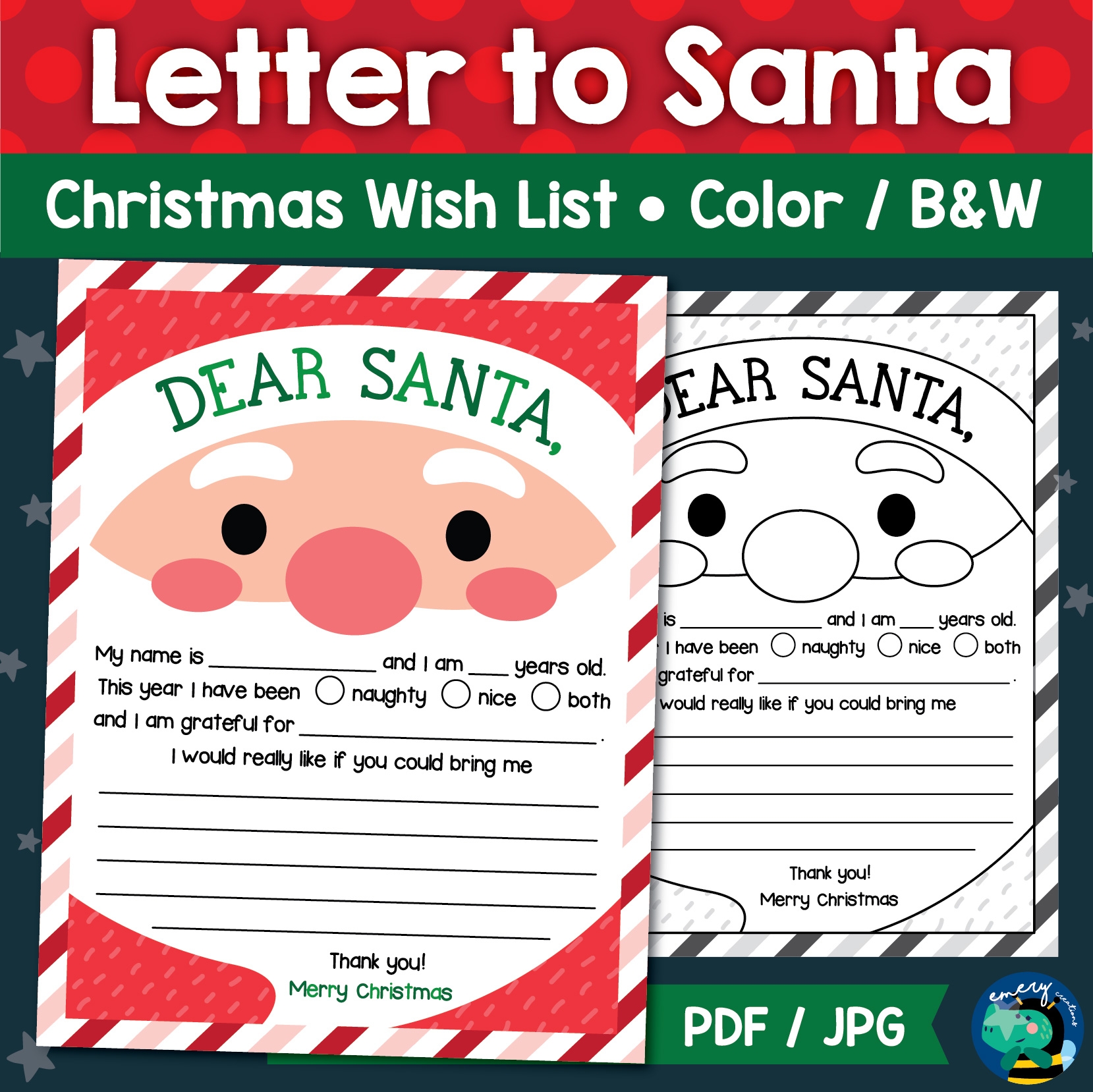 Letter To Santa Christmas Wish List Christmas Letter Printable 