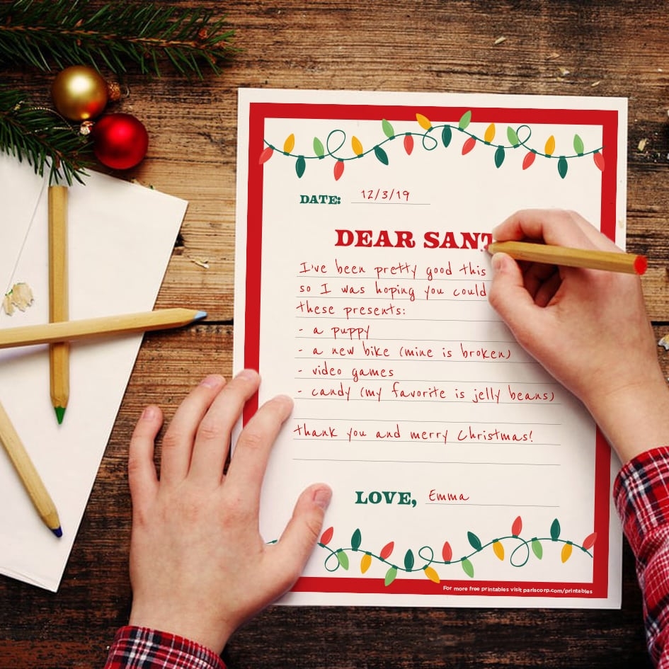 Letter To Santa Template Free Printable Download