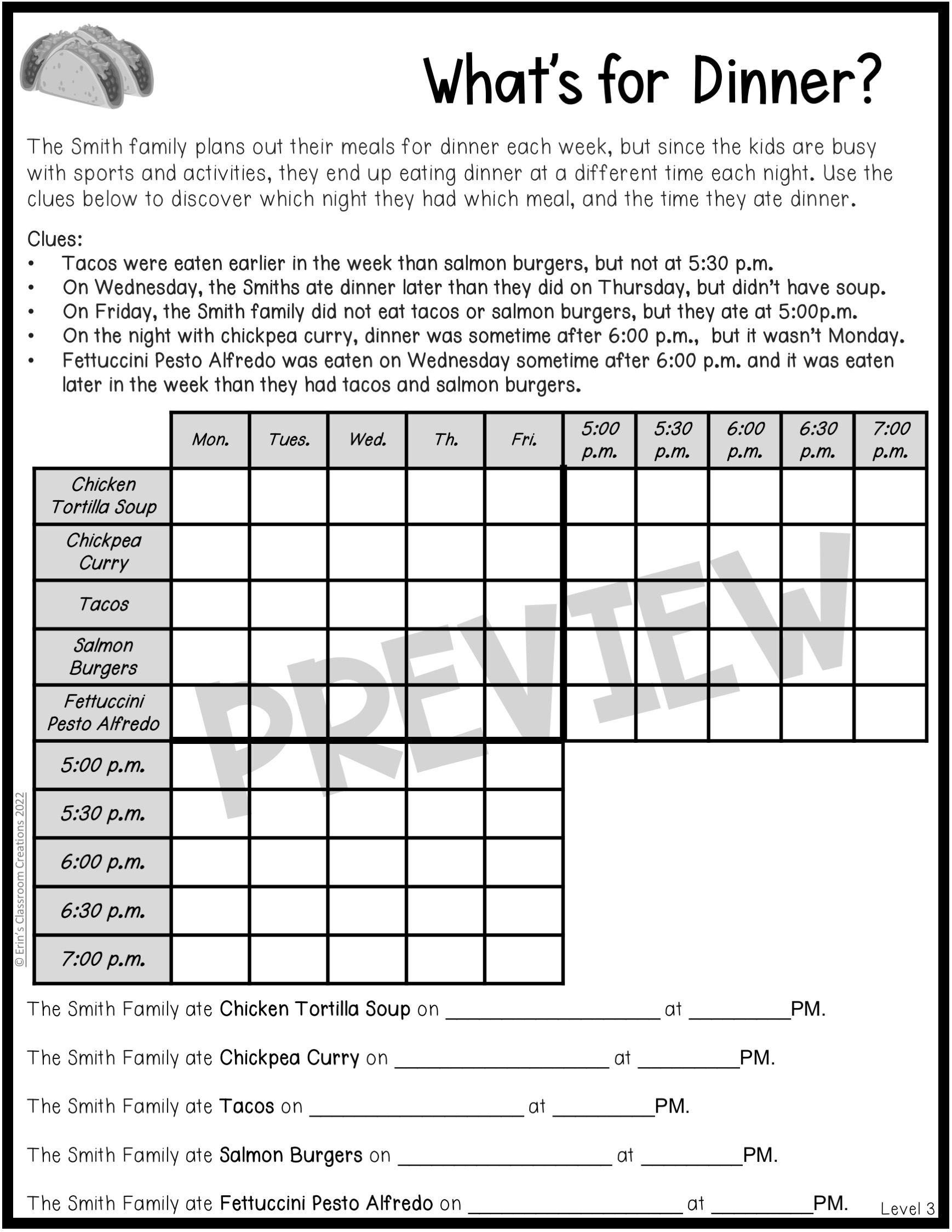 Level 3 Logic Puzzles