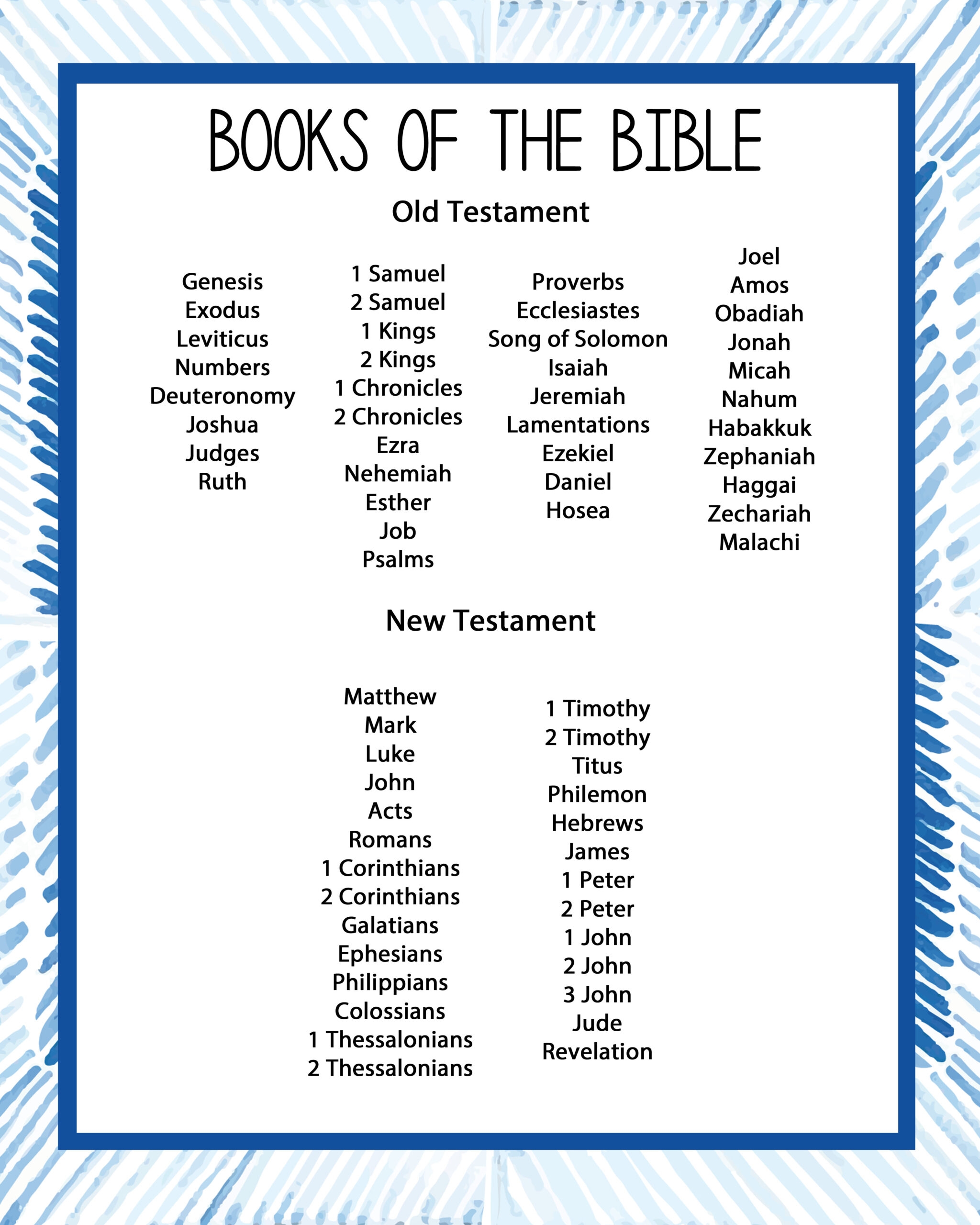 List Of Books Of The Bible Free Printable Worksheets Library
