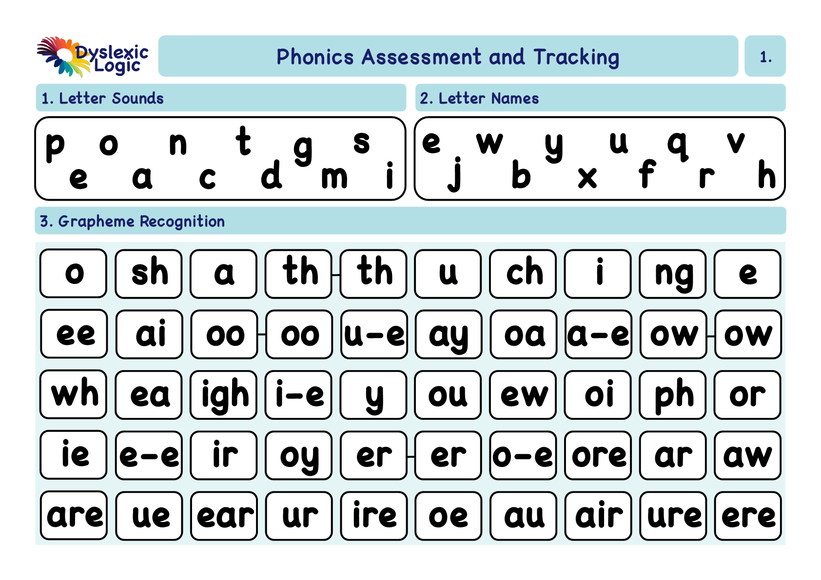 Free Printable Dyslexia Screener