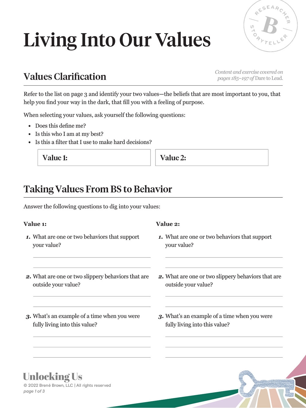 Living Into Our Values Bren Brown