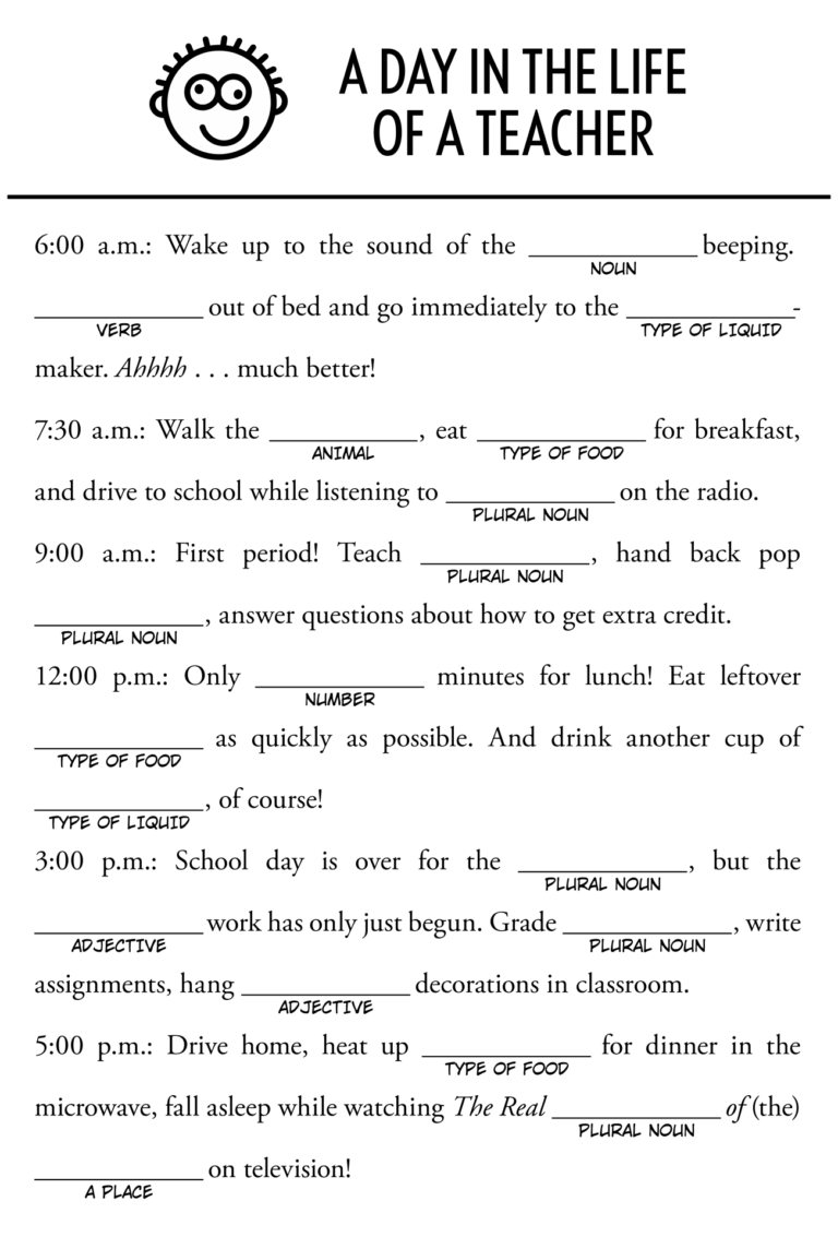 Mad Libs Printables And Activities Brightly Worksheets Library