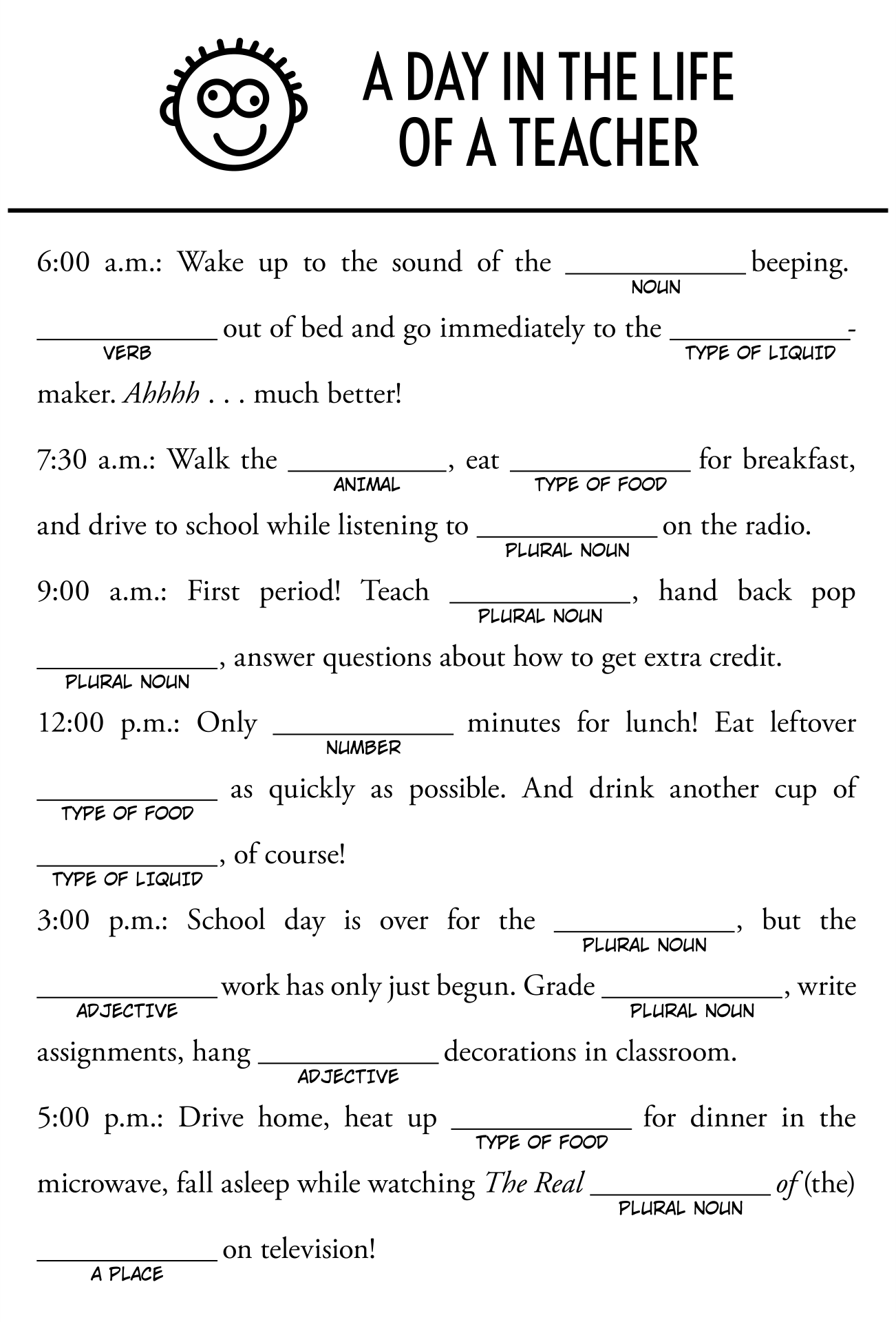 Mad Libs Printables And Activities Brightly Worksheets Library