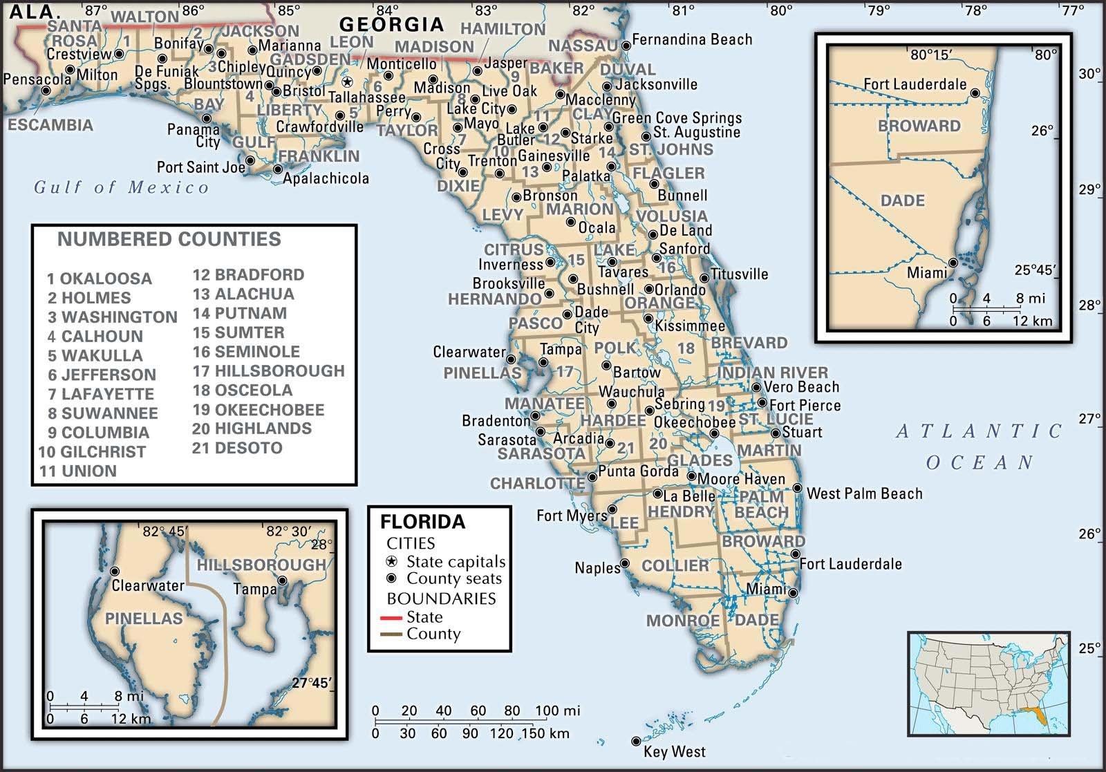 Free Printable Florida County Map