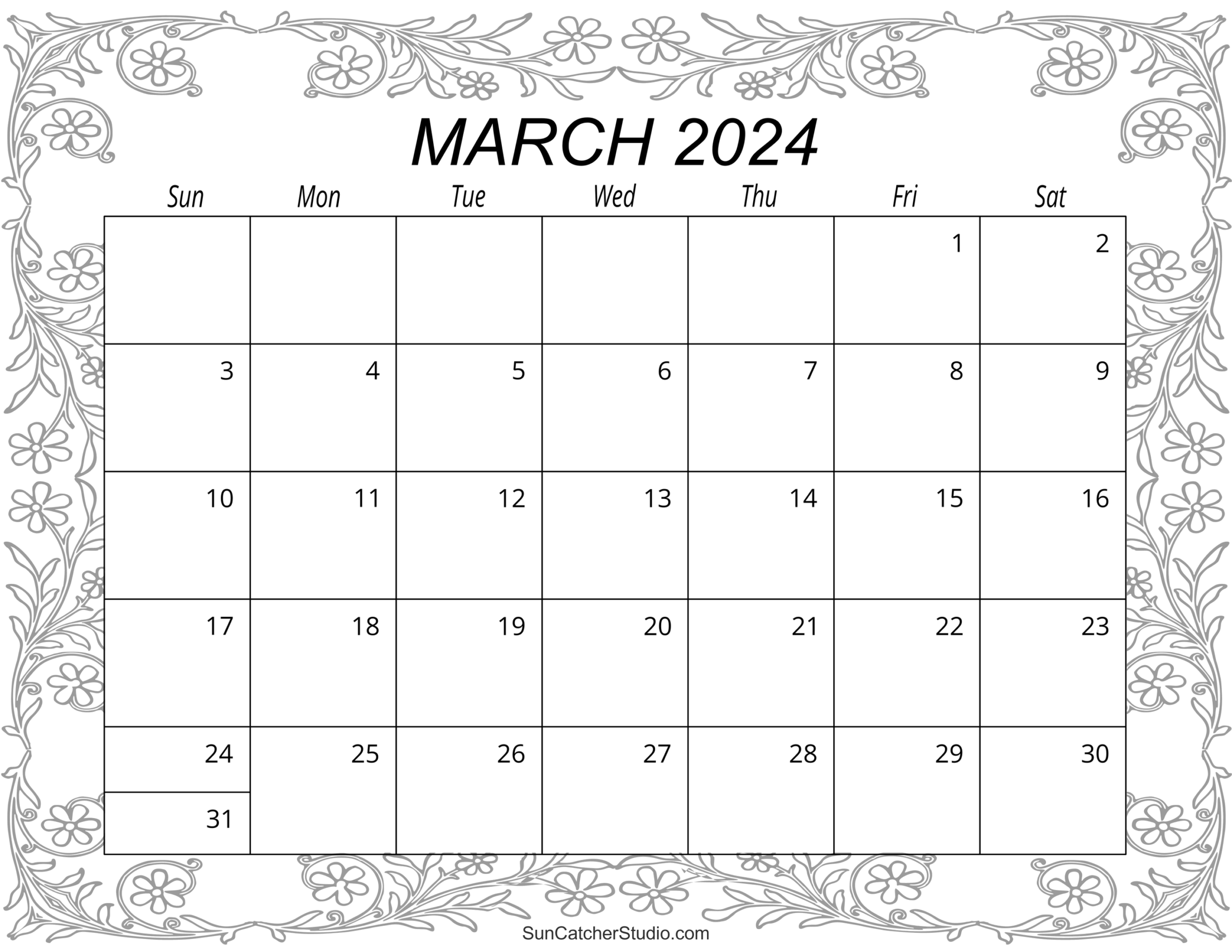 Free March Printable Calendar