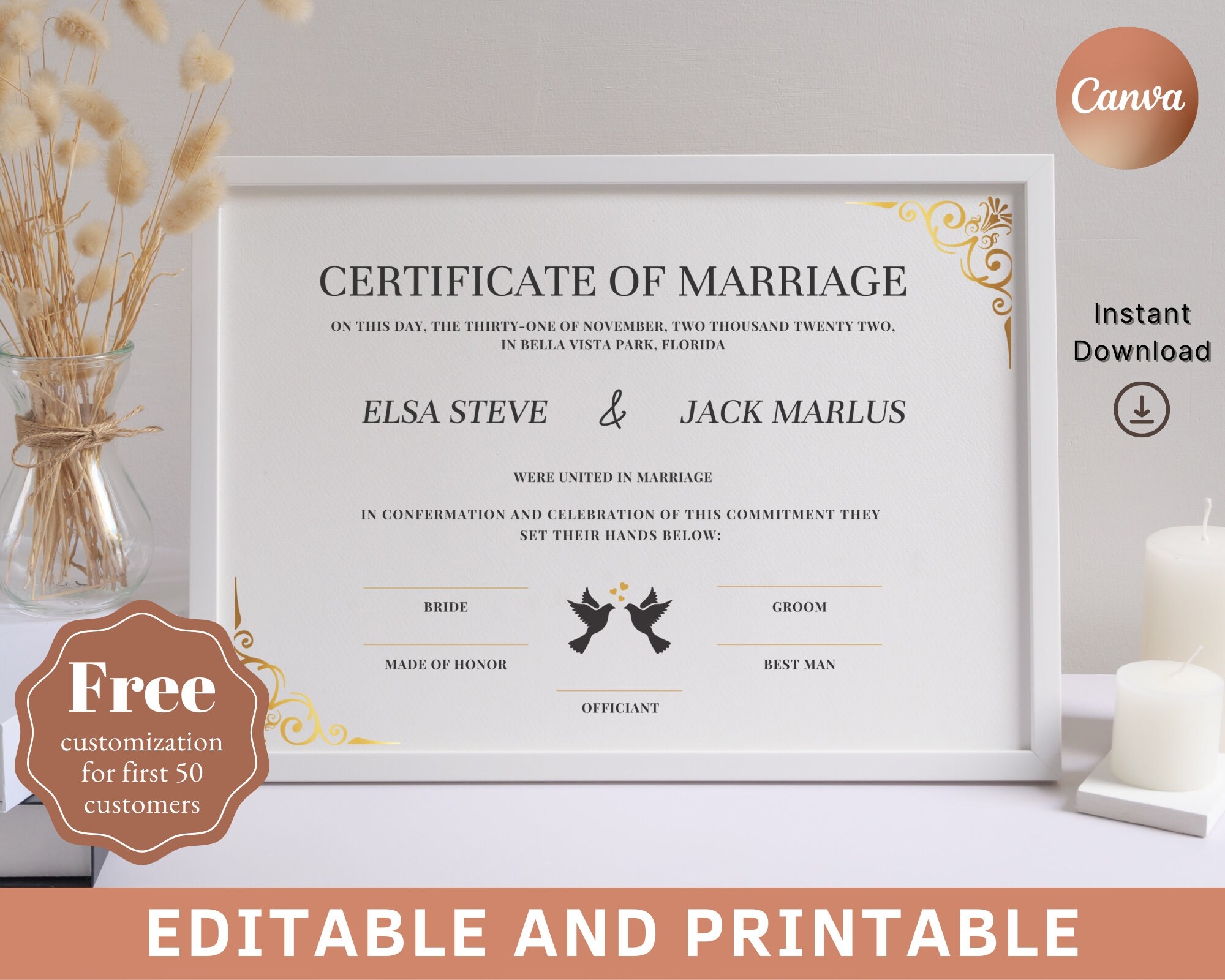 Marriage Certificate Template marriage License elegant 