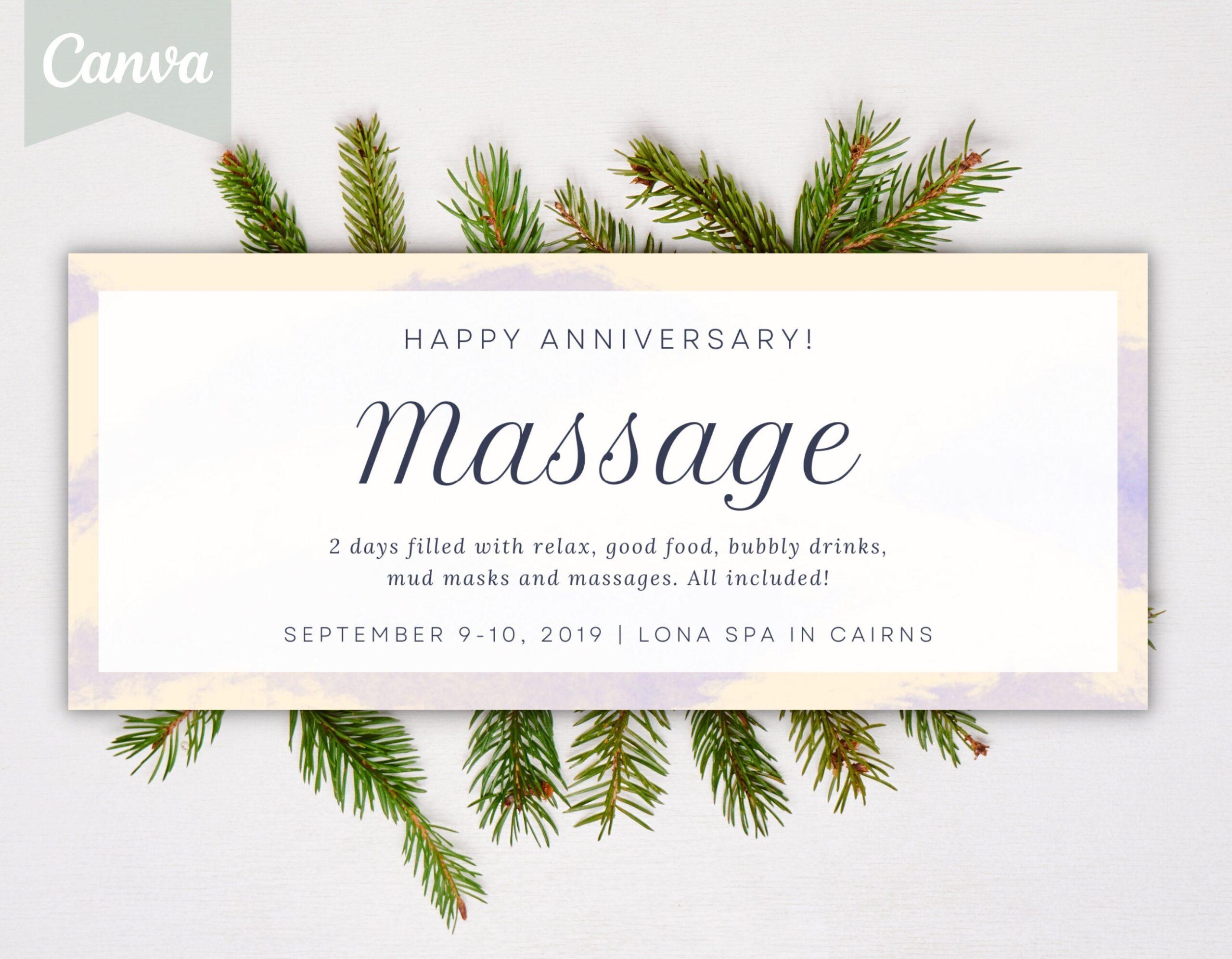 Massage Gift Certificate INSTANT DOWNLOAD EDITABLE Template For 