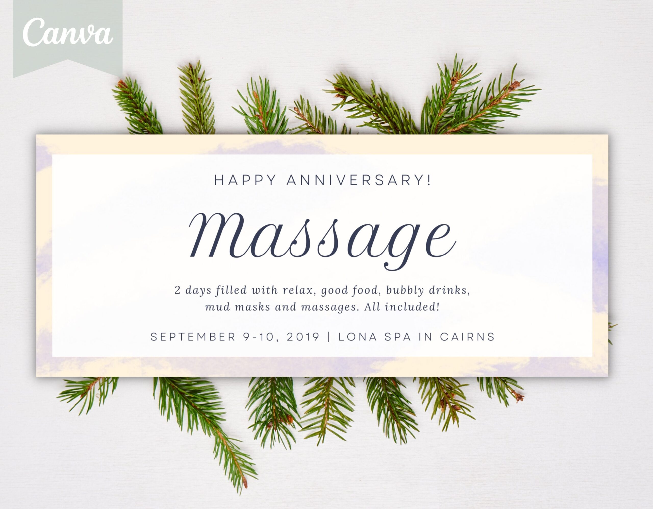 Massage Gift Certificate INSTANT DOWNLOAD EDITABLE Template For 