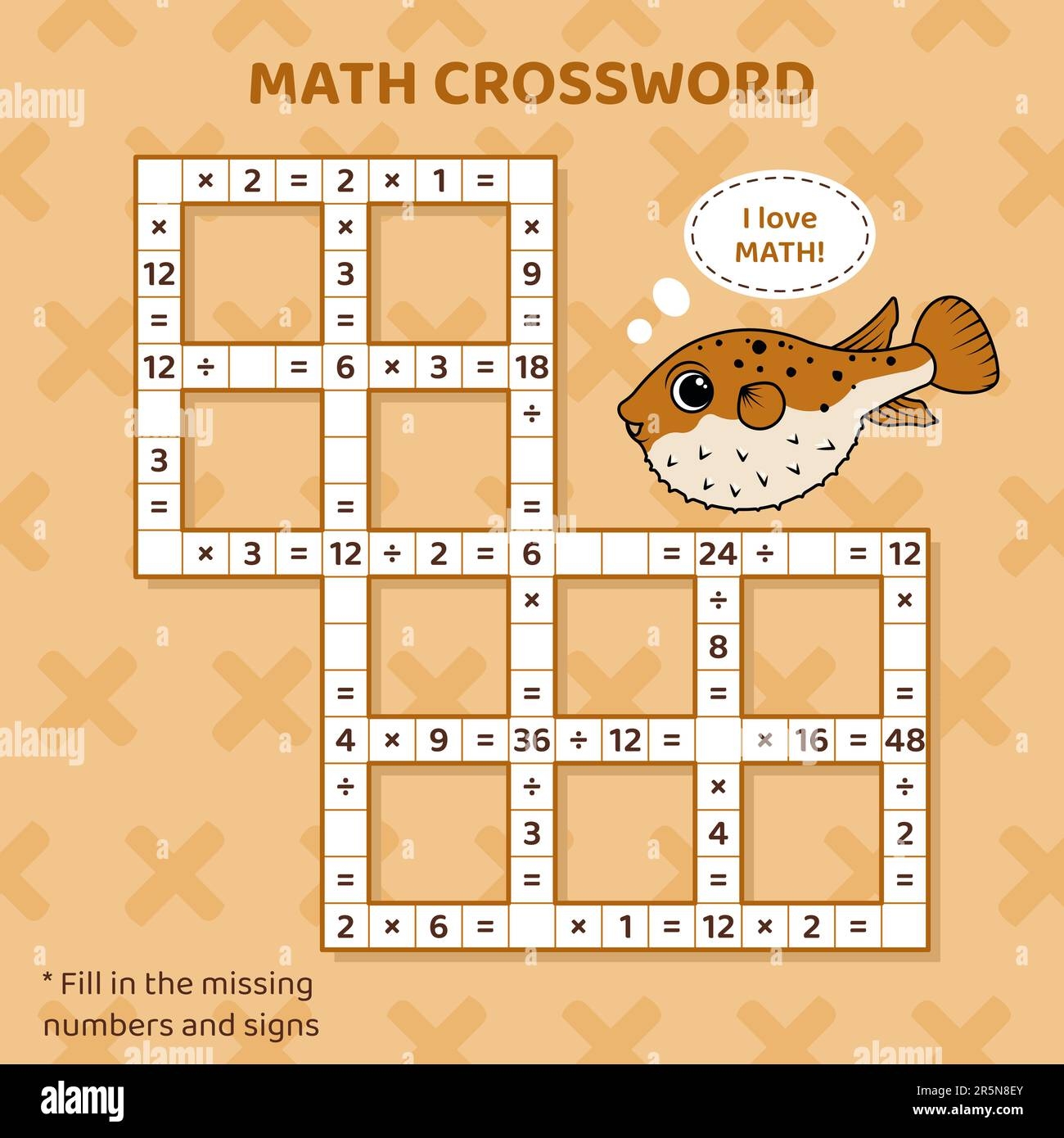 Math Crossword Puzzle For Children Multiplication And Division Stock Vector Image U0026 Art Alamy