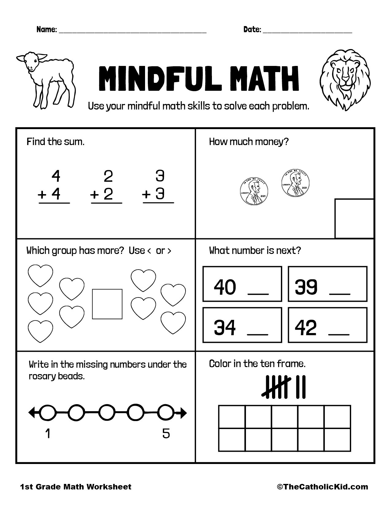 First Grade Math Worksheets Free Printable