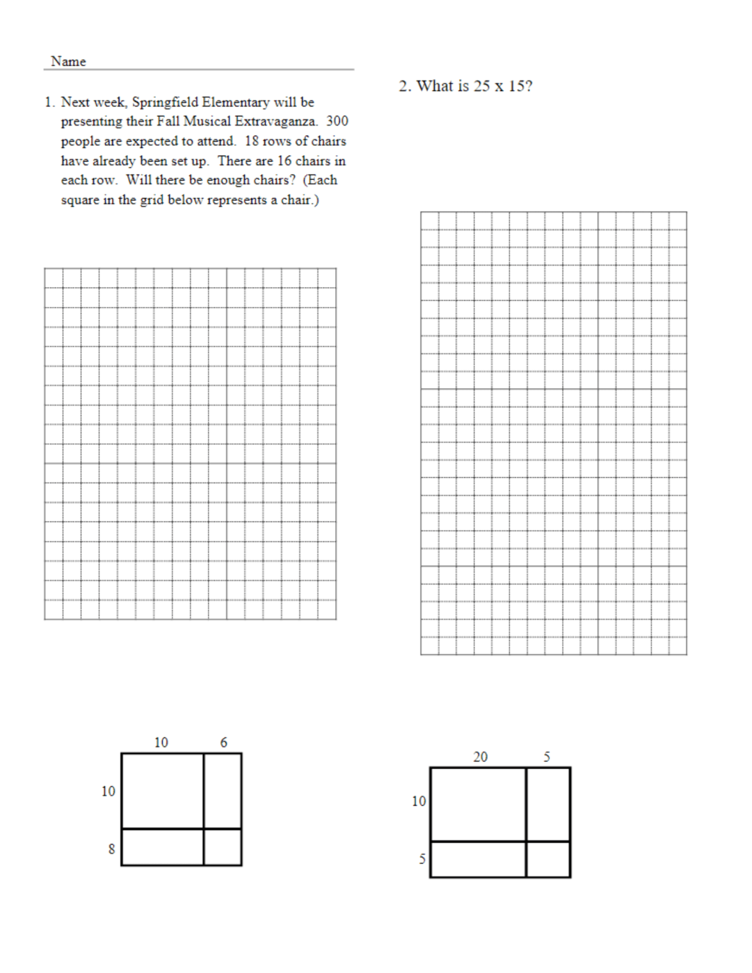 Free Printable Area Model Multiplication Worksheets