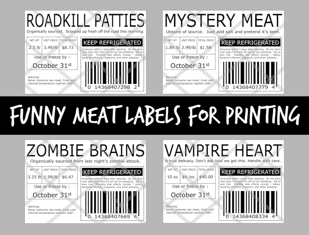 Meat Labels Halloween Pranks Fake Food Labels Funny Food Labels For Printing Stickers U0026 More Etsy Australia