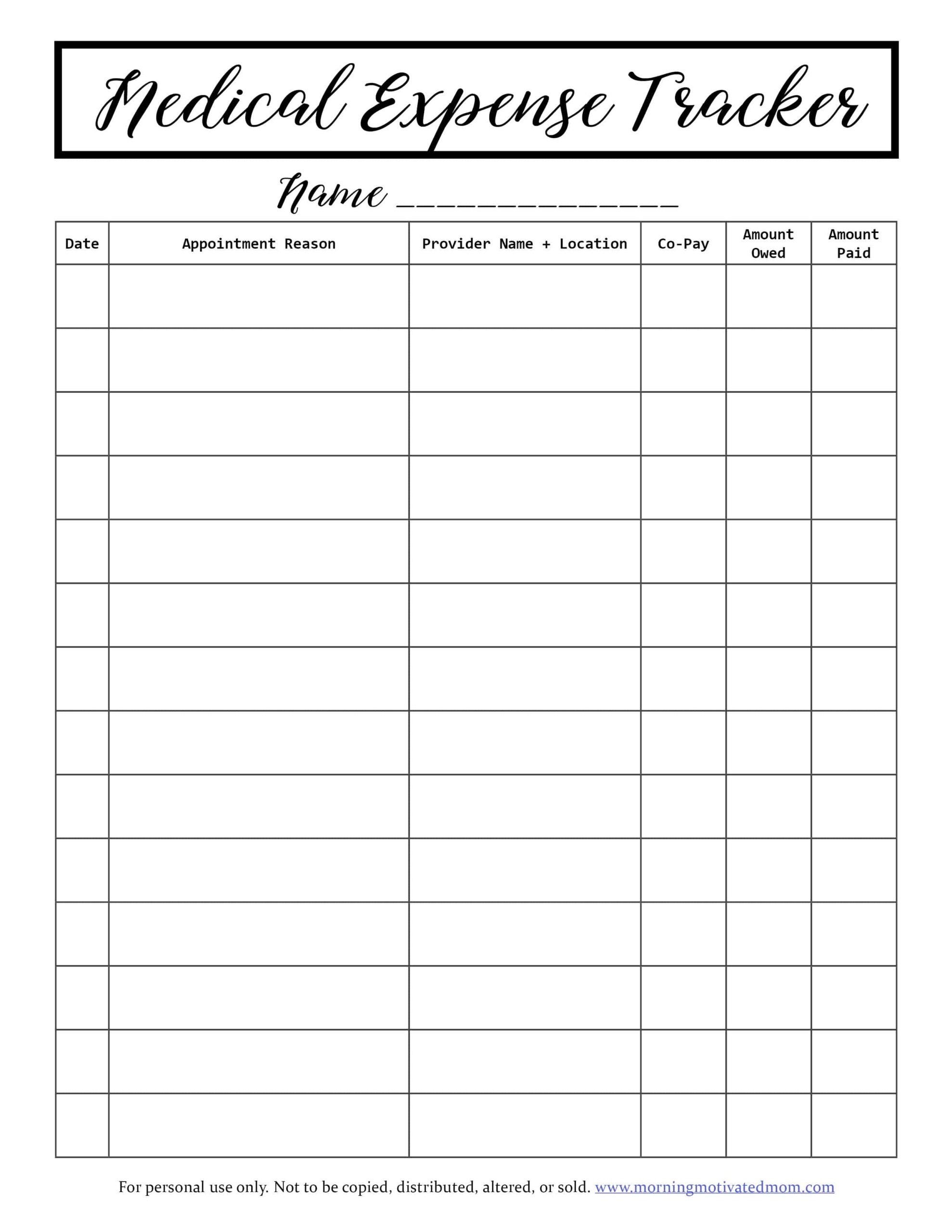 Free Printable Expense Tracker