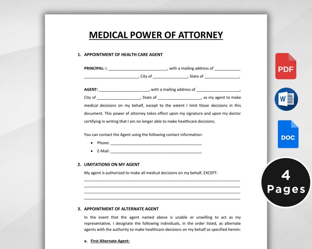 Medical Power Of Attorney Form Printable Medical Power Of 
