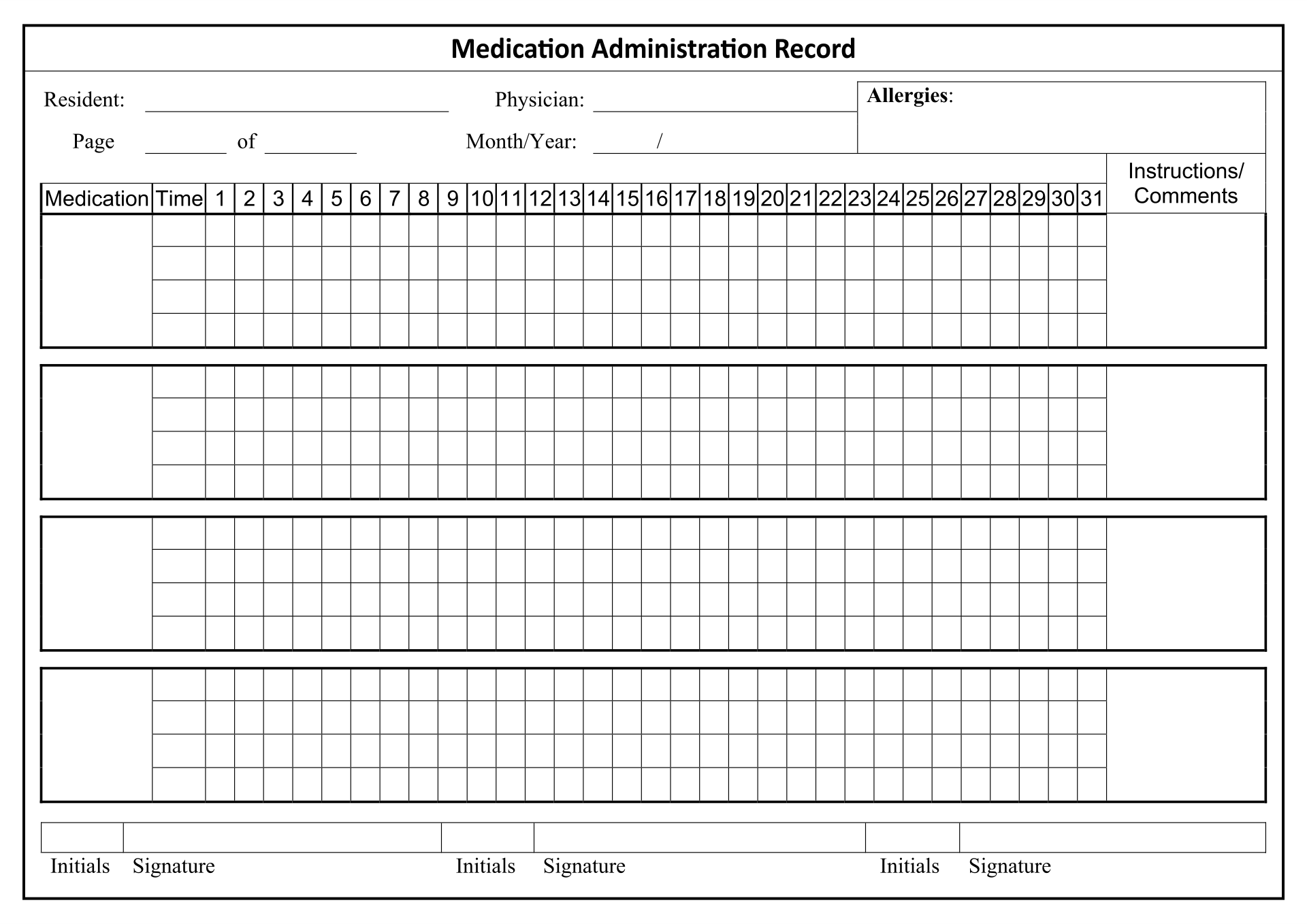 Medication Administration Record Template 10 Free PDF Printables Printablee